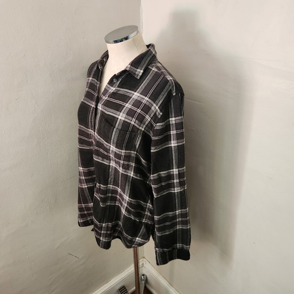 American Eagle Outfitters Boyfriend Fit Plaid Shirt Gray XL Ahh-mazingly Soft - Picture 5 of 5